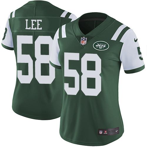 Nike Jets #58 Darron Lee Green Team Color Women's Stitched NFL Vapor Untouchable Limited Jersey